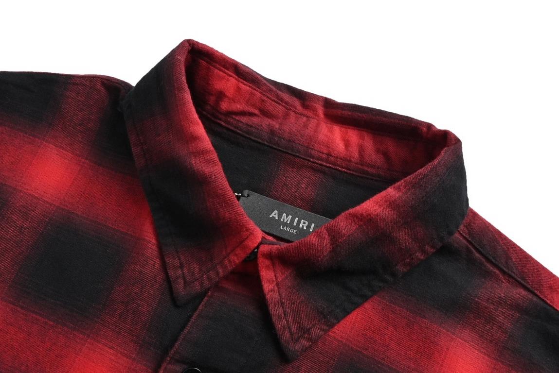 Amiri 23Fw Tassel Destroyed Plaid ShirtPurchased by yb7800 Made of double-sided brushed fabric Open molded logo resin buttons Pockets customized open molded metal nameplate Hem pulling design The whole garment is cut wit