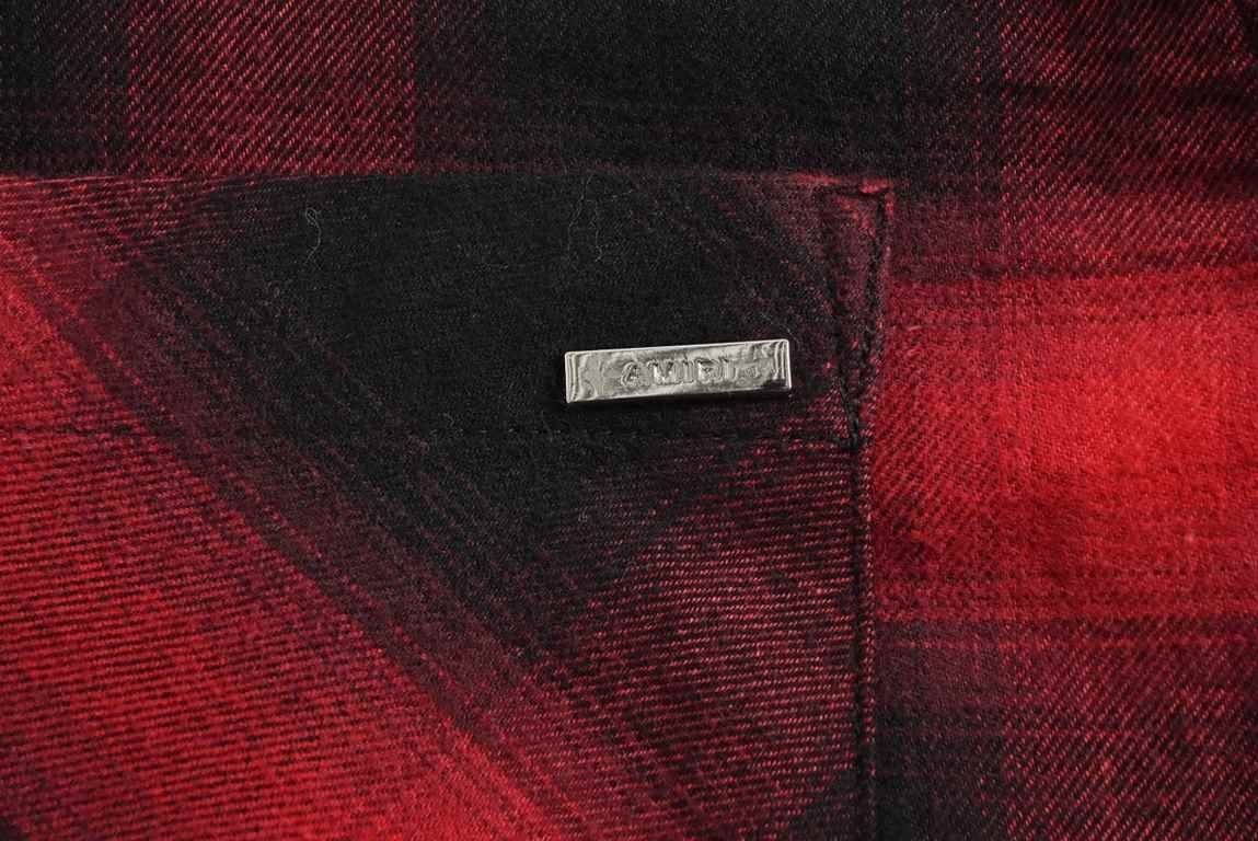 Amiri 23Fw Tassel Destroyed Plaid ShirtPurchased by yb7800 Made of double-sided brushed fabric Open molded logo resin buttons Pockets customized open molded metal nameplate Hem pulling design The whole garment is cut wit