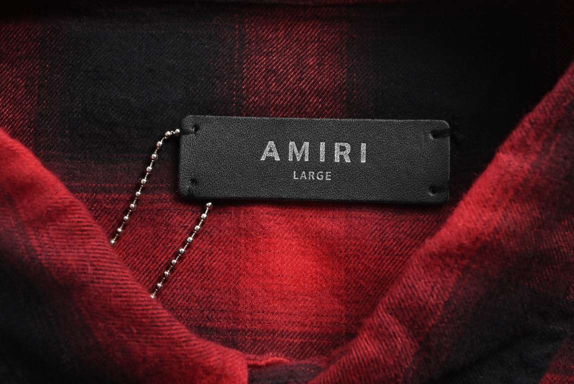 Amiri 23Fw Tassel Destroyed Plaid ShirtPurchased by yb7800 Made of double-sided brushed fabric Open molded logo resin buttons Pockets customized open molded metal nameplate Hem pulling design The whole garment is cut wit