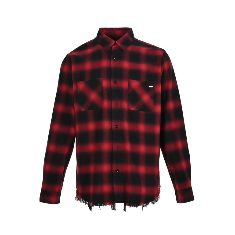 Amiri 23Fw Tassel Destroyed Plaid ShirtPurchased by yb7800 Made of double-sided brushed fabric Open molded logo resin buttons Pockets customized open molded metal nameplate Hem pulling design The whole garment is cut wit