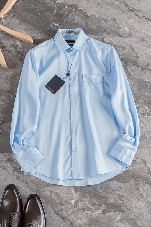 New#LOUDEN LOUSVUITT High-quality collector-grade imported high weave cotton men's long-sleeved shirts! 23FW fall and winter new high-quality luxury goods people first collector-grade long-sleeved shirts, trading company