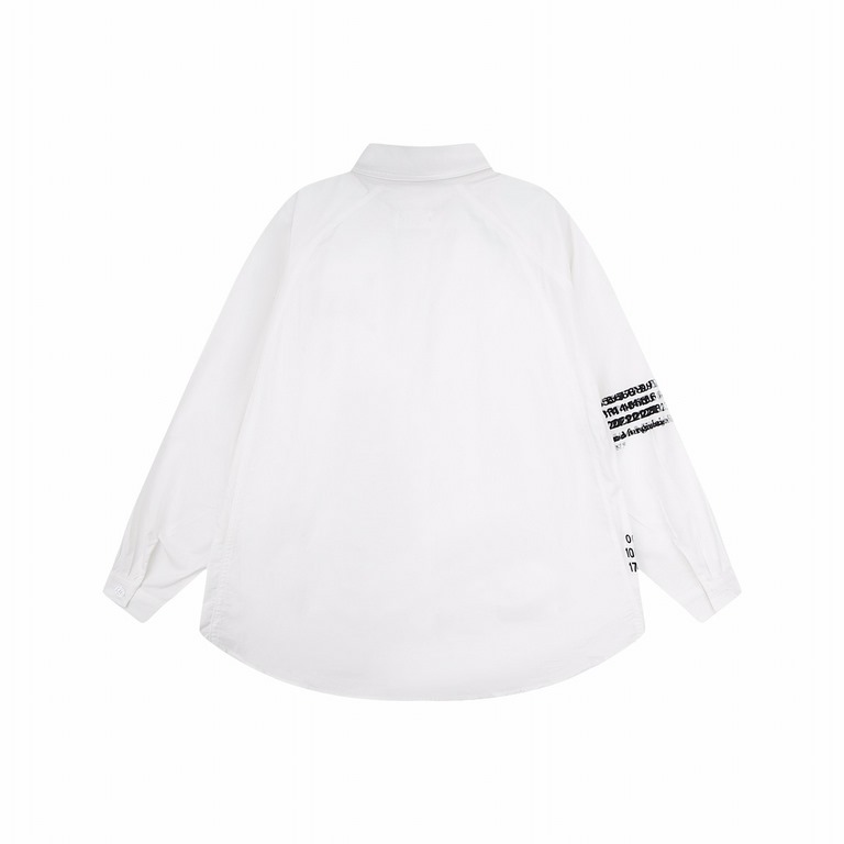 Maison Margiela MM6 23 FallWinter Long Sleeve Shirt Made of fixed-woven high-density, stiff fabric Blurred Logo Print Pocket Embroidery   High-quality Men's and Women's Size XS S M L