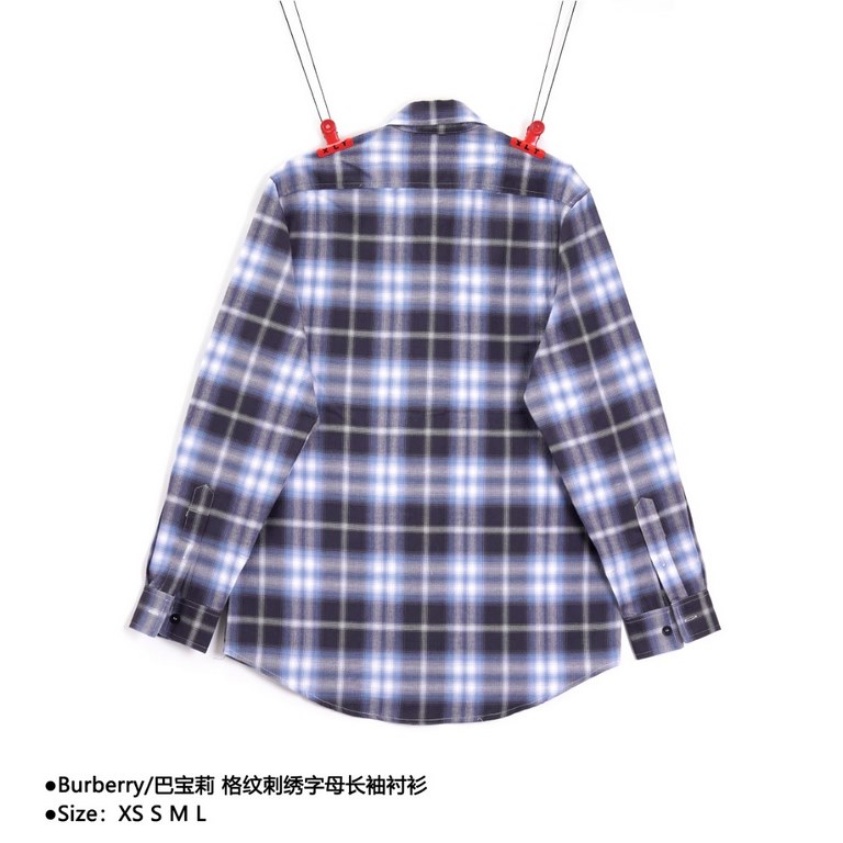 BurberryBurberry Check Embroidered Letter Long Sleeve ShirtSize：XS S M LBBR's most iconic classic striped shirt is a bestseller at the counter. The fabric is made of double stranded 80 woven twill fabric, checkered count