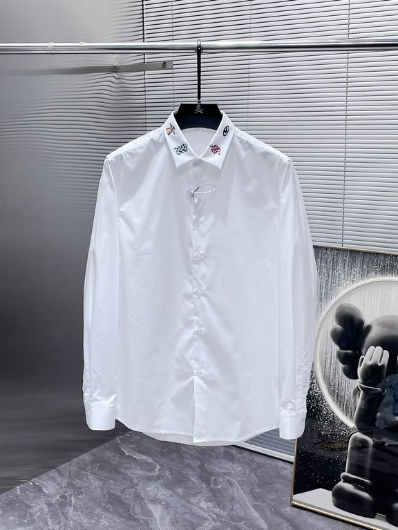 Gucci Gucci 2023ss Early Fall New Long Sleeve Shirt Shirt, high-end version! Counter customized fabrics Breathable comfort, impeccable details, brand elements design concept, reflecting high quality. Hand feel delicate a