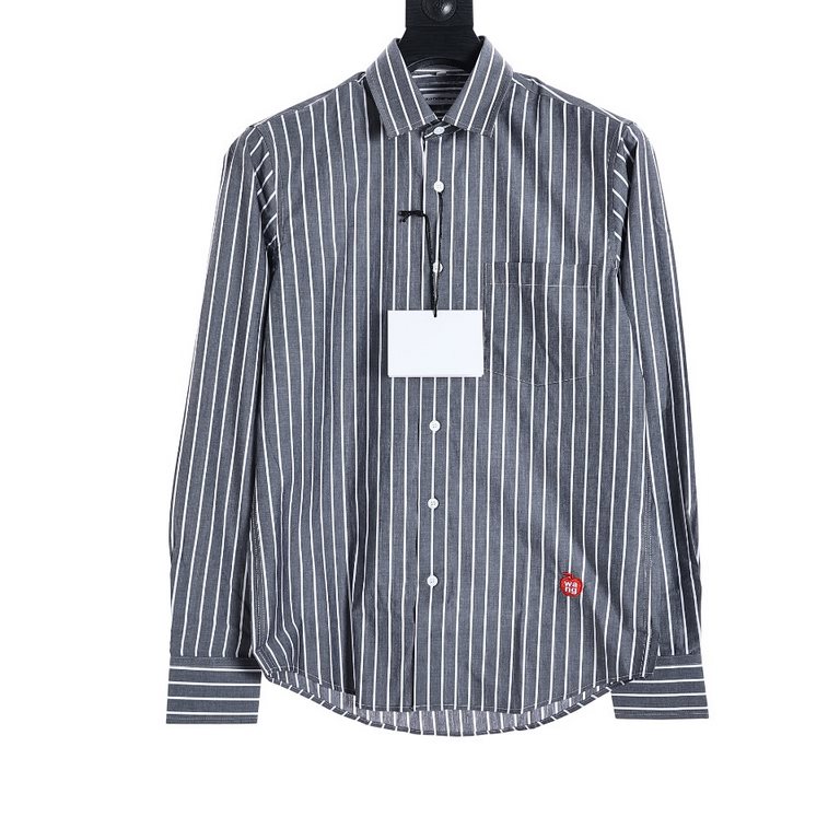 Alexander Wang Alexander Wang embroidered small label striped long-sleeved shirtThe original version of the purchase of Hangzhou counter yuan, due to customized fabrics and N times to adjust the chest leather pockets, re