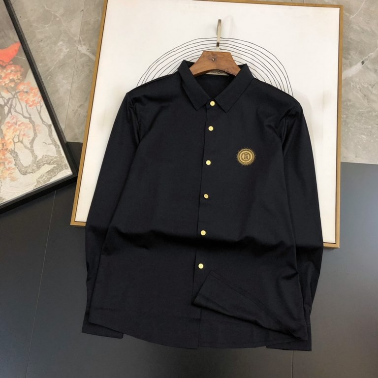 BBR22S autumn and winter men's letters with diamonds printed long-sleeved shirt ............Customers for double mercerized fabrics, all Japanese color weaving process, pure weaving color, making the fabric more brawny a