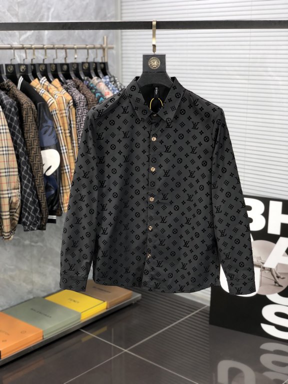 LV 2023ss new men's long sleeve shirt, high quality ready-to-wear! Customized fabrics Breathable and comfortable, impeccable details, brand elements design concepts, reflecting high quality. Hand feel delicate and soft! 