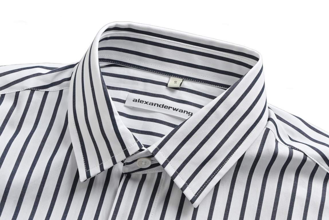 Alexander Wang  Alexander Wang embroidered small label striped long-sleeved shirtThe original version of the purchase of Hangzhou counter yuan, due to customized fabrics and N times to adjust the chest leather pockets, r