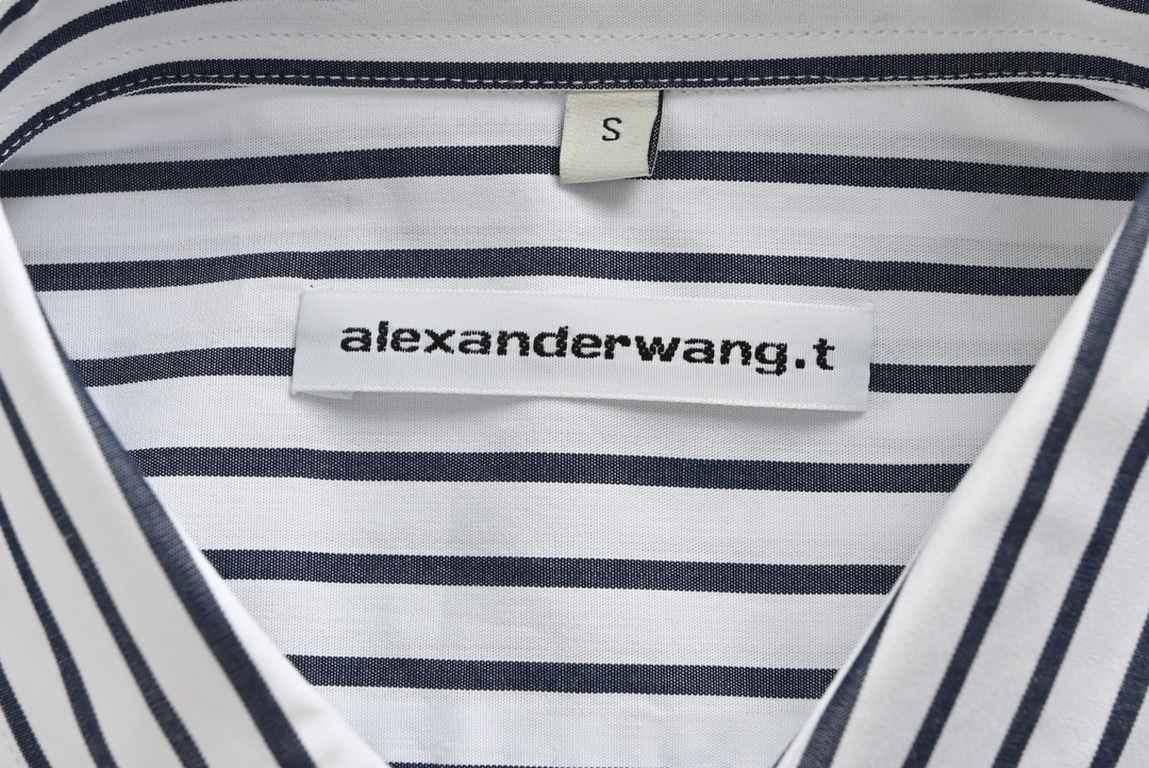 Alexander Wang  Alexander Wang embroidered small label striped long-sleeved shirtThe original version of the purchase of Hangzhou counter yuan, due to customized fabrics and N times to adjust the chest leather pockets, r