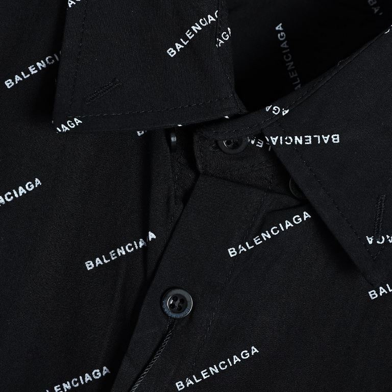 Balenciaga Balenciaga BLCG 23SS full print pop-up small letters long-sleeved shirtos version of super loose and thin, full of printed letters printed logo design style, fabric using 100% plain shirt fabric, not deformed,