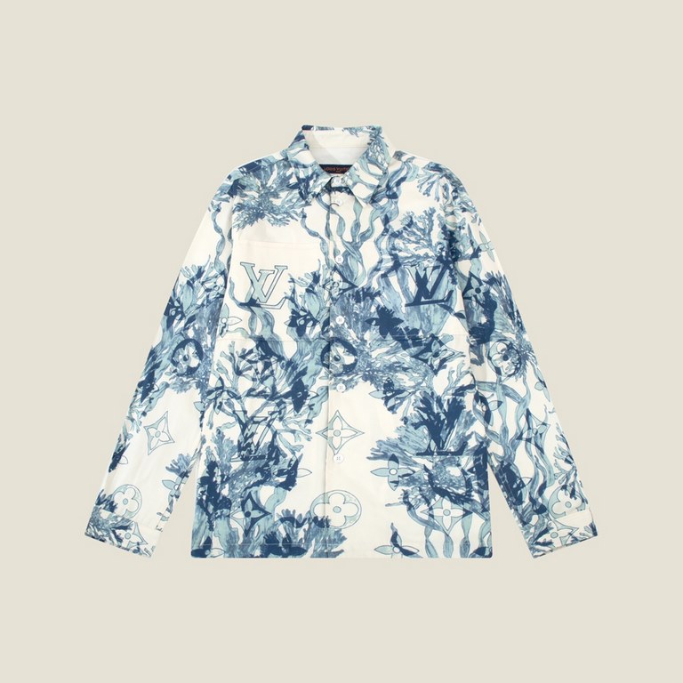 Lois Vitn  Louis 2023 fall and winter new coral old flower shirt jacket hardware original open mold detailing   fabric on the body super stylish and comfortable men and women with the same models  Craftsmanship burnt flo