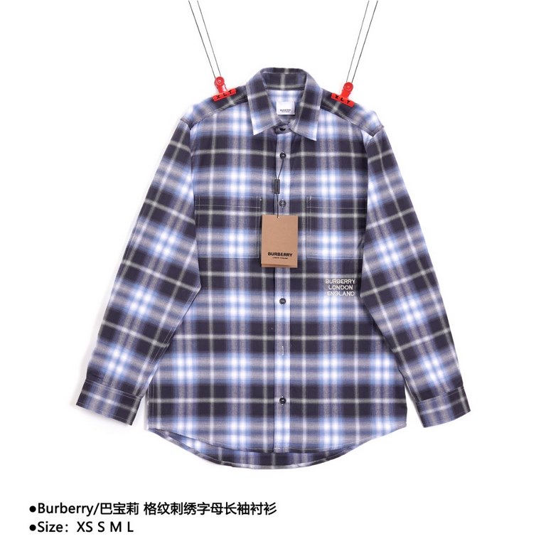 BurberryBurberry Check Embroidered Letter Long Sleeve ShirtSize：XS S M LBBR's most iconic classic striped shirt is a bestseller at the counter. The fabric is made of double stranded 80 woven twill fabric, checkered count