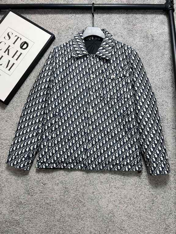 23FW fall and winter new DH shirt collar reversible cotton jacket one side jacquard one side net version classic versatile size 48-56