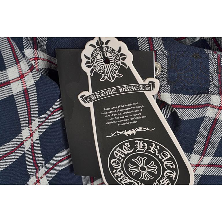 ChromeheartsCrowhearts Full Printed Cuffs Leather Patch Plaid ShirtSize：S M L XLCustomized jacquard fabric, all styles can handle it Nightclub must-have models of this genderless shirt men and women can be used as a jack