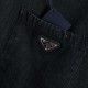 Prada washed denim shirt with triangular label.The whole garment is made of fixed weave heavyweight denim fabric, independent hardware open mold garment heavy duty washed into! Exclusive details of the door pockets fully