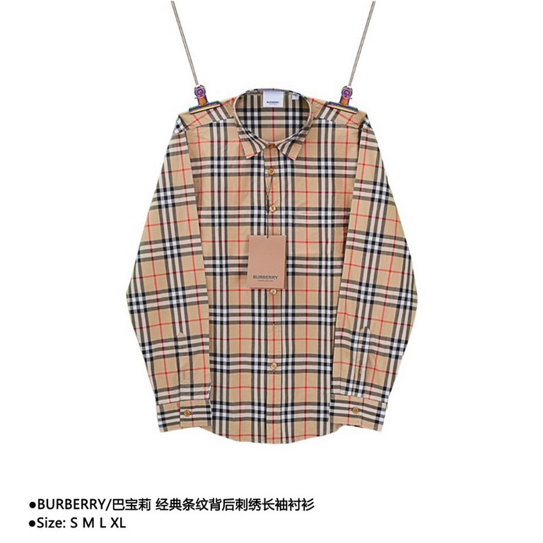 BURBERRYBurberry Classic Stripe Back Embroidery Long Sleeve ShirtSize：S M L XLBBR brand's most representative of the classic striped shirt, the fabric is made of double stranded 80 woven twill fabric, checkered counterpo