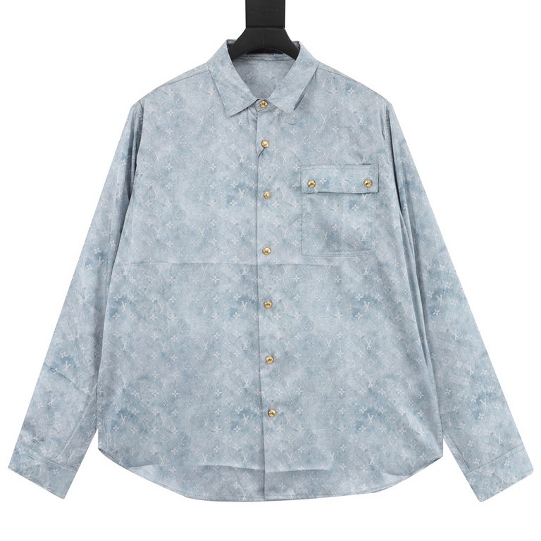 (Support put store)LouisVuittonLouis Vuitton new gradient full print shirtThe use of the original version of the open mold one to a certain system of 120 polyester micro-stretch silk fabric on the hand feel super comfort