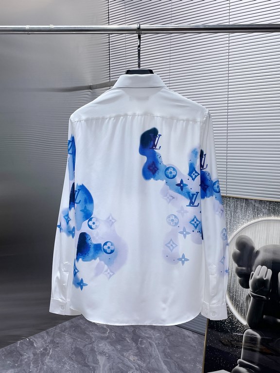 Louis Vuitton LV 2023ss new long-sleeve shirt Shirt, high-end version! Counter customized fabrics Breathable and comfortable, impeccable details, brand elements design concept, reflecting high quality. The handfeel is de