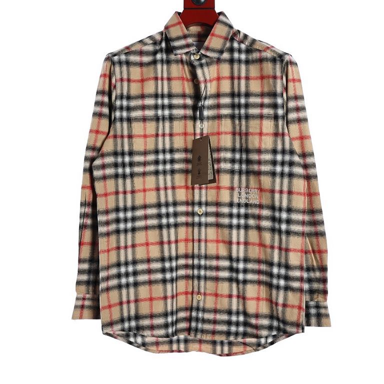 BurberryBurberry Check Embroidered Letter Long Sleeve ShirtBBR brand most representative of the classic striped shirt, counter best-seller. The fabric is made of double stranded 80 woven twill fabric, checkered counterpo