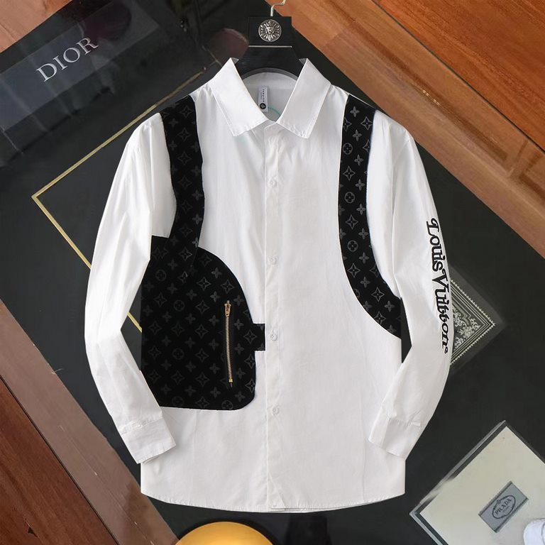 LV 2023ss new men's long sleeve shirt, high quality ready-to-wear! Customized fabrics Breathable and comfortable, impeccable details, brand elements design concepts, reflecting high quality. Hand feel delicate and soft! 