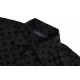 Louis VuittonLouis Vuitton Full Print Flocked Logo ShirtThe use of high-count ultra-high density plain bottom fixed dyeing bluish black so that the bottom with the pattern color contrast, the pattern at the use of import