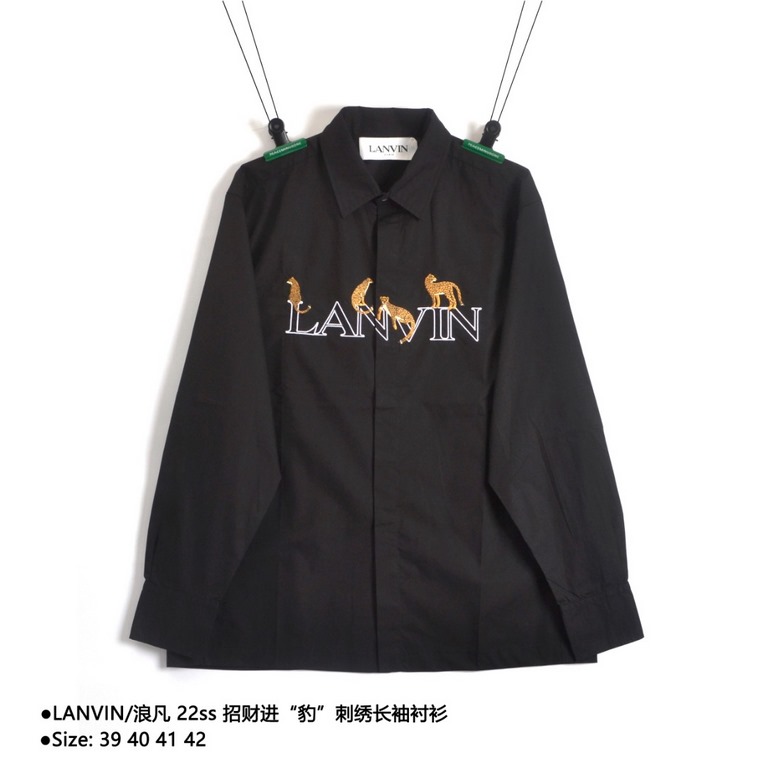 LANVINLangfan 22ss Leopard Embroidered Long Sleeve ShirtSize：39 40 41 42The use of 100% cotton shirt fabric, OS version of the cut on the upper body more relaxed and comfortable, embroidery by the latest models of Tajima