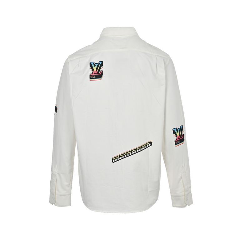 Louis VittonLouis Vuitton 23ss Band Print Shirt JacketThe Flyers motif is highlighted on this jacket-style shirt, depicting the logo-covered concert flyer in bright colors. The soft brushed cotton is finished with a zipp