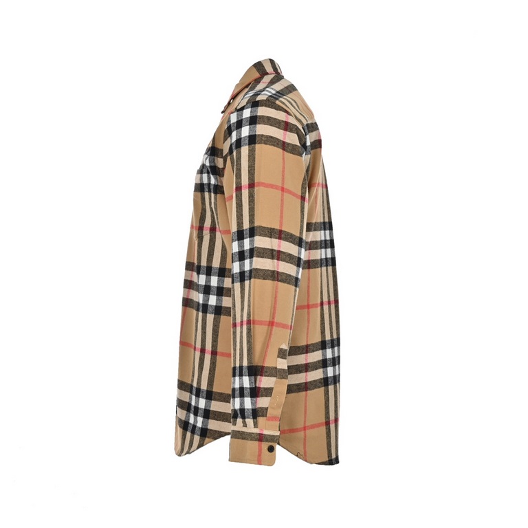 BurberryBurberry Classic Plaid Spliced Flannel ShirtUnbeatable a good sale, customized wool cotton spandex 380g fabric, internal wrapped edge alignment, placket, pockets, shoulders, all the right cut, spend a lot of ener