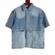 LOUIS VUITTONLouis Vuitton LV 23FW Embossed Pocket Short Sleeve Denim ShirtUsing 480 grams of denim fabric, washed process, with hardware original molded buttons, the use of imported special machines molded embossing eff