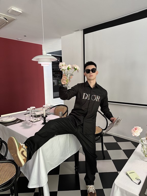 DIOR  Dior gradient floral embroidery shirt long sleeve on the picture collection