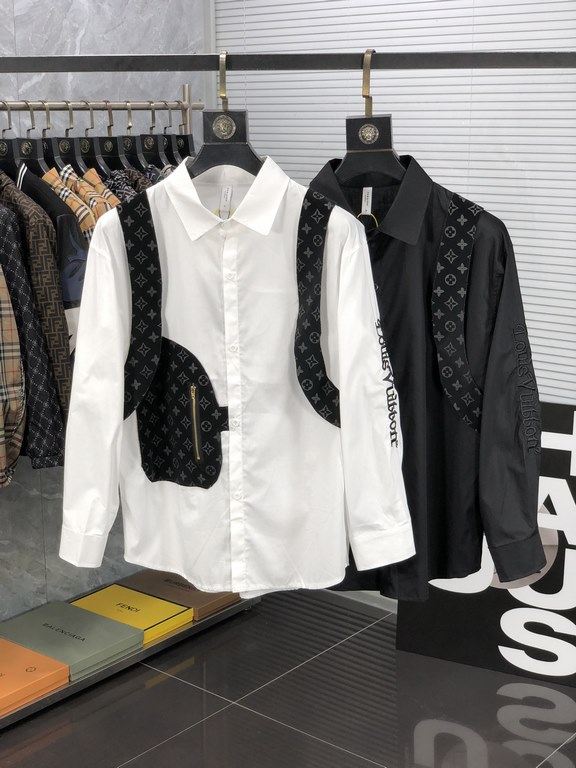 LV 2023ss new men's long sleeve shirt, high quality ready-to-wear! Customized fabrics Breathable and comfortable, impeccable details, brand elements design concepts, reflecting high quality. Hand feel delicate and soft! 