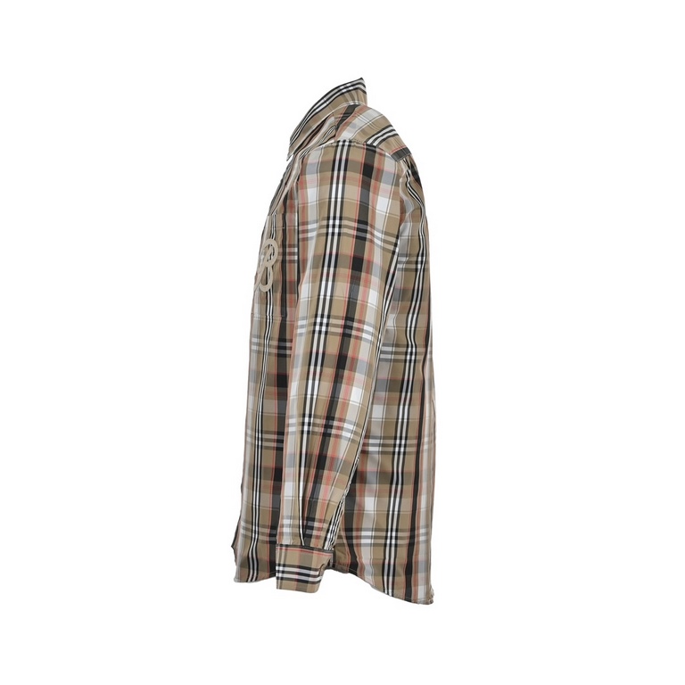 BurberryBurberry New Pocket Embroidery Stripe ShirtBBR brand's most representative striped elements shirt, counter sales first models. The fabric is made of double stranded 80 woven twill fabric, checkered counterpoint, 