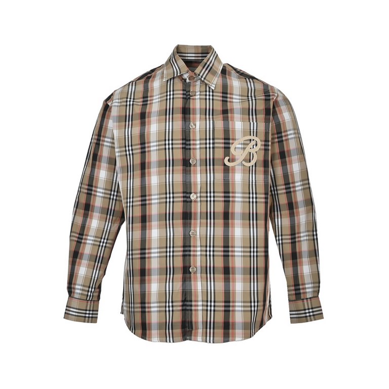 BurberryBurberry New Pocket Embroidery Stripe ShirtBBR brand's most representative striped elements shirt, counter sales first models. The fabric is made of double stranded 80 woven twill fabric, checkered counterpoint, 