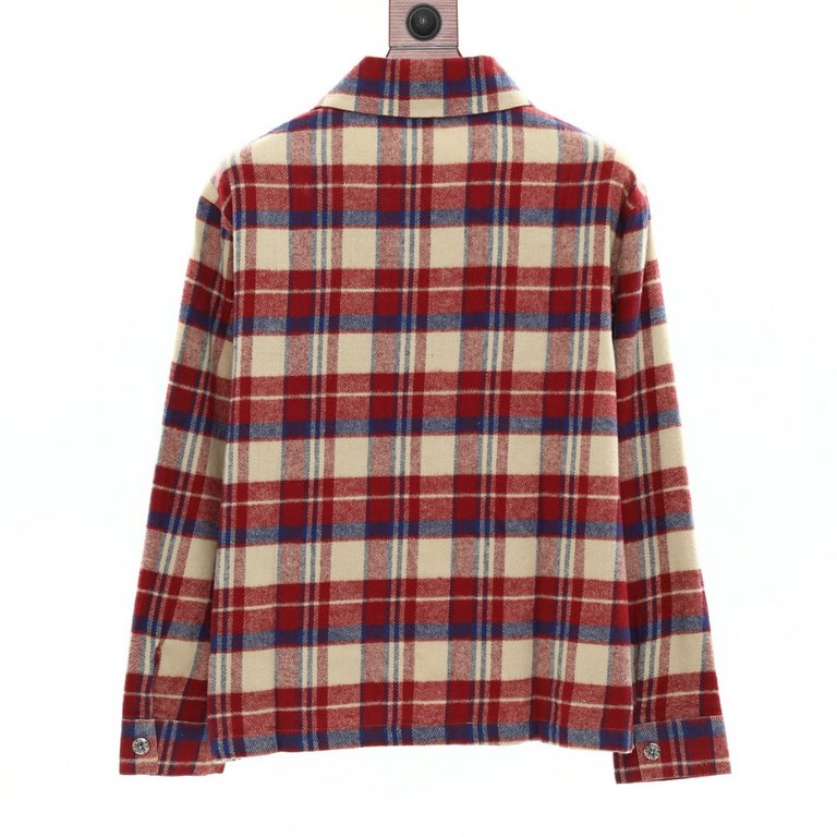 Chrome Hearts Chrome Hearts CH New Flannel Plaid Half Zip ShirtCustom-dyed yarn is made of 11 double stranded 240g (260g after washing) cotton blend facecloth. Front brushed. Laser infrared positioning. Hand cut. All-aro