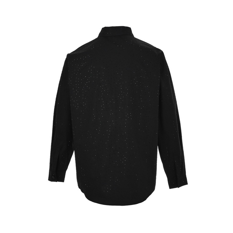 Balenciaga  Balenciaga 23Fw A sky full of stars rhinestone shirtFull of stars Swarovski black diamonds on the body Fabrics imported from Australia 180g day yarn fixed weave high-density stiff fabrics, rhinestones after a