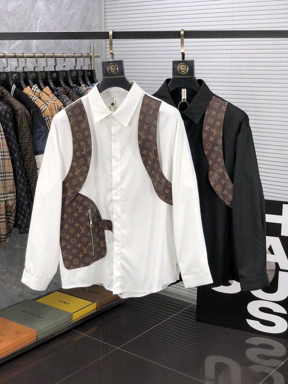 LV 2023ss new men's long sleeve shirt, high quality ready-to-wear! Customized fabrics Breathable and comfortable, impeccable details, brand elements design concepts, reflecting high quality. Hand feel delicate and soft! 