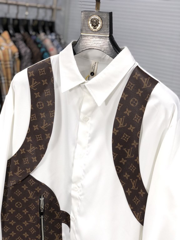 LV 2023ss new men's long sleeve shirt, high quality ready-to-wear! Customized fabrics Breathable and comfortable, impeccable details, brand elements design concepts, reflecting high quality. Hand feel delicate and soft! 