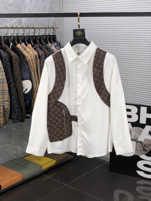 LV 2023ss new men's long sleeve shirt, high quality ready-to-wear! Customized fabrics Breathable and comfortable, impeccable details, brand elements design concepts, reflecting high quality. Hand feel delicate and soft! 