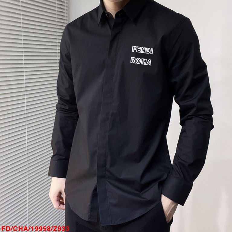 Z933 FD  Fendi FNEDI 2023SS new men's long-sleeved shirt, high-end version shirt! Counter customized fabric Breathable comfort, impeccable details, brand elements design concept, reflecting high quality. Hand feel delica