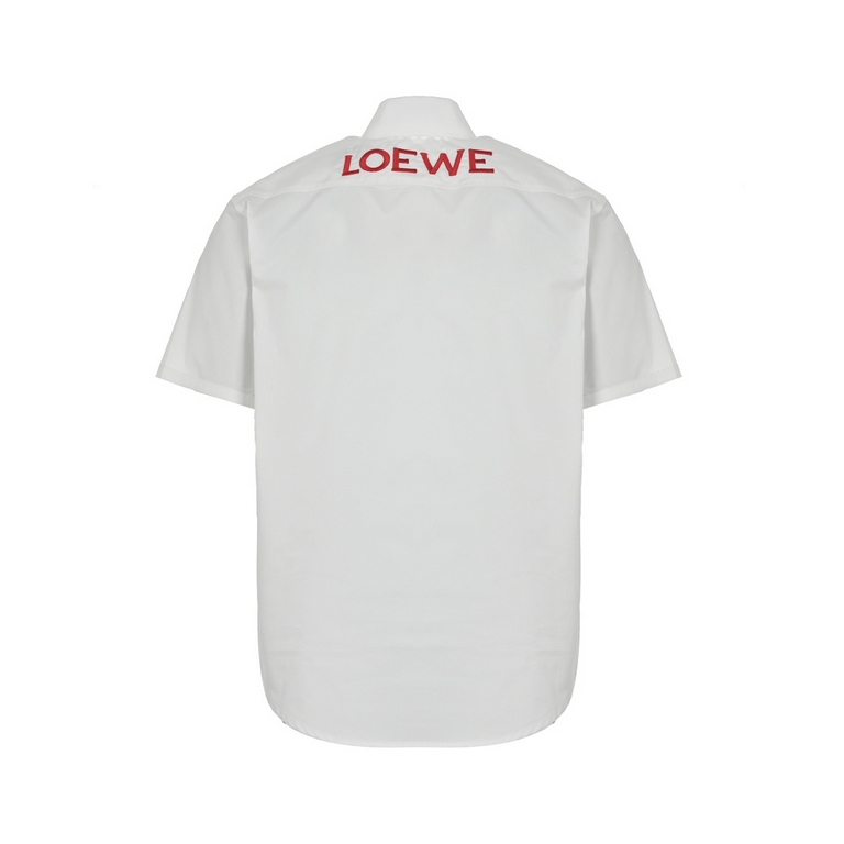 LoeweLoewe 23ss Co-branded Pocket Flame Embroidered Short Sleeve ShirtAdopting Casifa three-dimensional embroidery imported from South Korea 00 cotton, fabric features soft and comfortable silk luster, several times wash