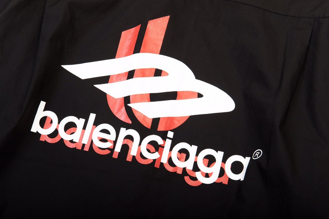 BALENCIGA new Paris letters heavy shadow Logo design long-sleeved shirt against the version of the custom-dyed fabric on the body of the high sense of full custom buttons custom accessories high quality men and women wit