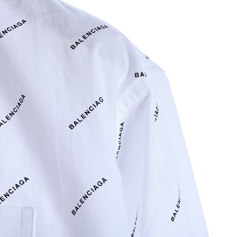 Balenciaga Balenciaga BLCG 23SS full print pop-up small letters long-sleeved shirtos version of super loose and thin, full of printed letters printed logo design style, fabric using 100% plain shirt fabric, not deformed,