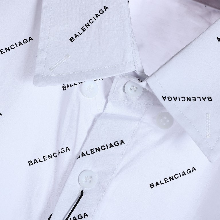 Balenciaga Balenciaga BLCG 23SS full print pop-up small letters long-sleeved shirtos version of super loose and thin, full of printed letters printed logo design style, fabric using 100% plain shirt fabric, not deformed,