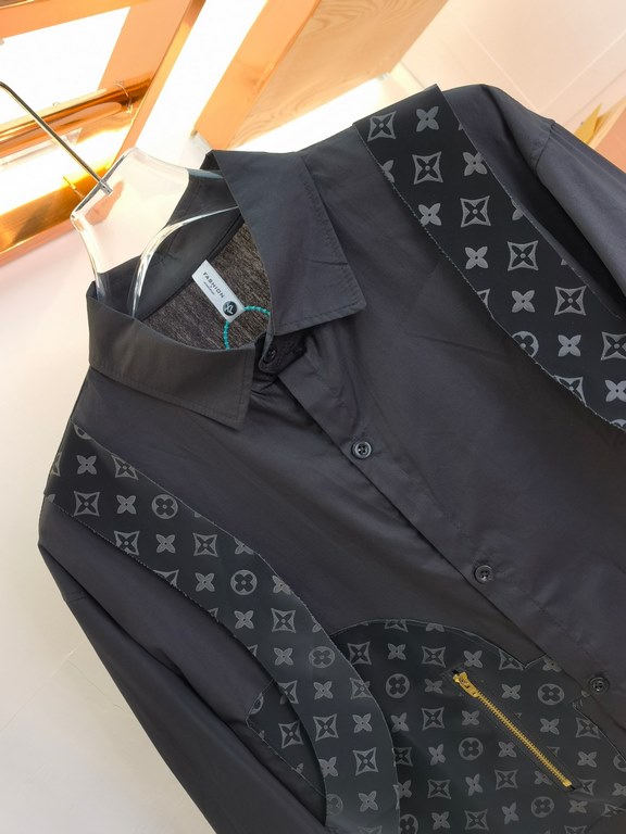 LV 2023ss new men's long sleeve shirt, high quality ready-to-wear! Customized fabrics Breathable and comfortable, impeccable details, brand elements design concepts, reflecting high quality. Hand feel delicate and soft! 