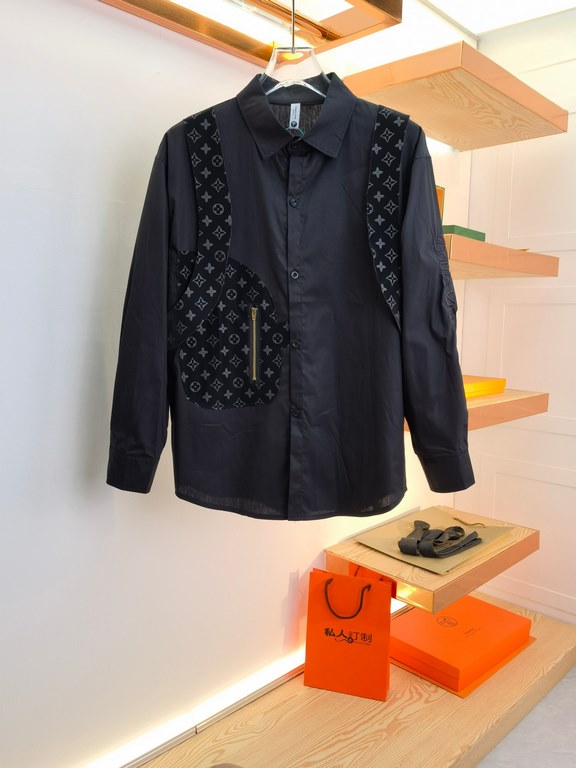 LV 2023ss new men's long sleeve shirt, high quality ready-to-wear! Customized fabrics Breathable and comfortable, impeccable details, brand elements design concepts, reflecting high quality. Hand feel delicate and soft! 