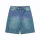 Lv Shorts Louis Vuitton Gradient letters Embroidery LoGO logo washed five jeans, high-quality denim fabric, special feel, super texture Comfortable, soft and breathable Casual loose fit Trendy men and women with the same