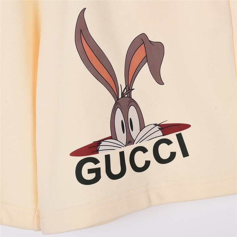 GucciGucci 23Fw Year of the Rabbit limited cartoon long ears rabbit print shortsDigital direct injection counter newCustomized 400 grams of the same vat-dyed cotton fabrics feel very comfortableThreaded fixed-weave fixed