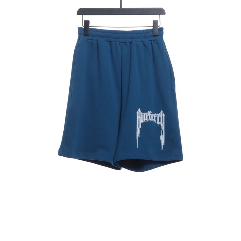 Burberry Logo Printed Shorts BlueFabrics for the double strand double yarn 100% 360G cotton fabrics printing using pearl pulp imported from Japan and then print the color and then wrapped a total of 35 process to complet