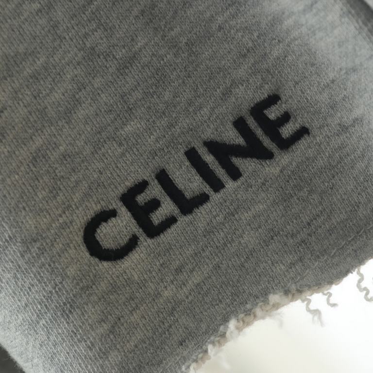 Celine Celine CE Basic Embroidered Letter Terry Destroyer Shorts#Higher version customizedMade of Conny brand linen gray yarn, custom woven 340g terry fabric (black dyed yarn), different from the cheap terry on the marke