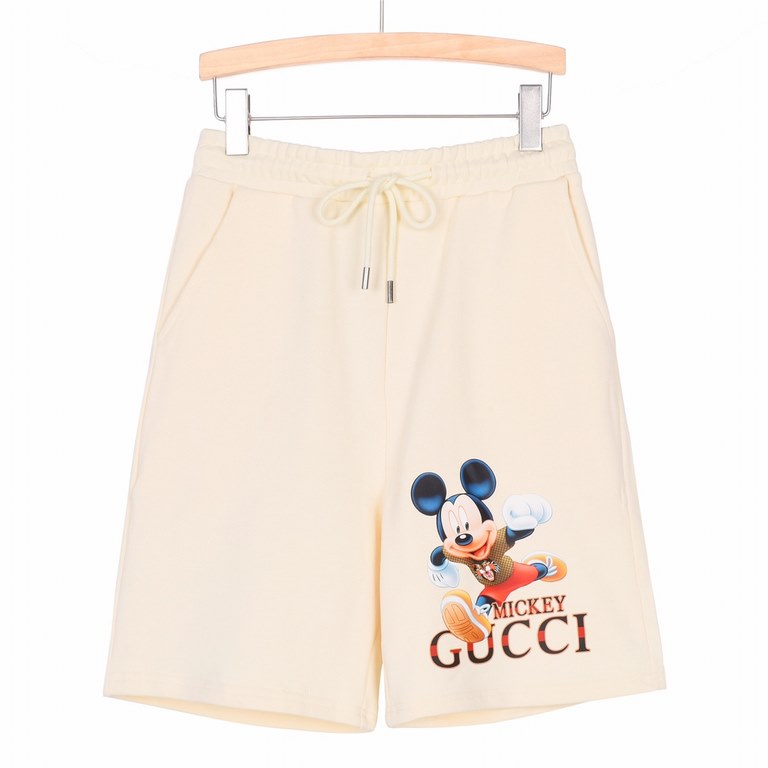 Gucci Gucci 23SS Summer New Cartoon Mickey Pattern Printed ShortsDigital airbrushCustomized 400 grams of the same cylinder dyed cotton fabrics feel very comfortableThreaded fixed weaving and dyeing without color differen